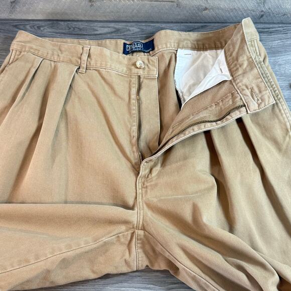 Vtg Polo Ralph Lauren Andrew Chino Pants Size 36x30 Pleated Preppy Old Money - Picture 11 of 16